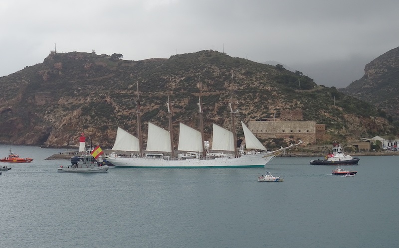 The "J. S. de Elcano" in the vicinity of Cartagena during the XCIV Training Cruise